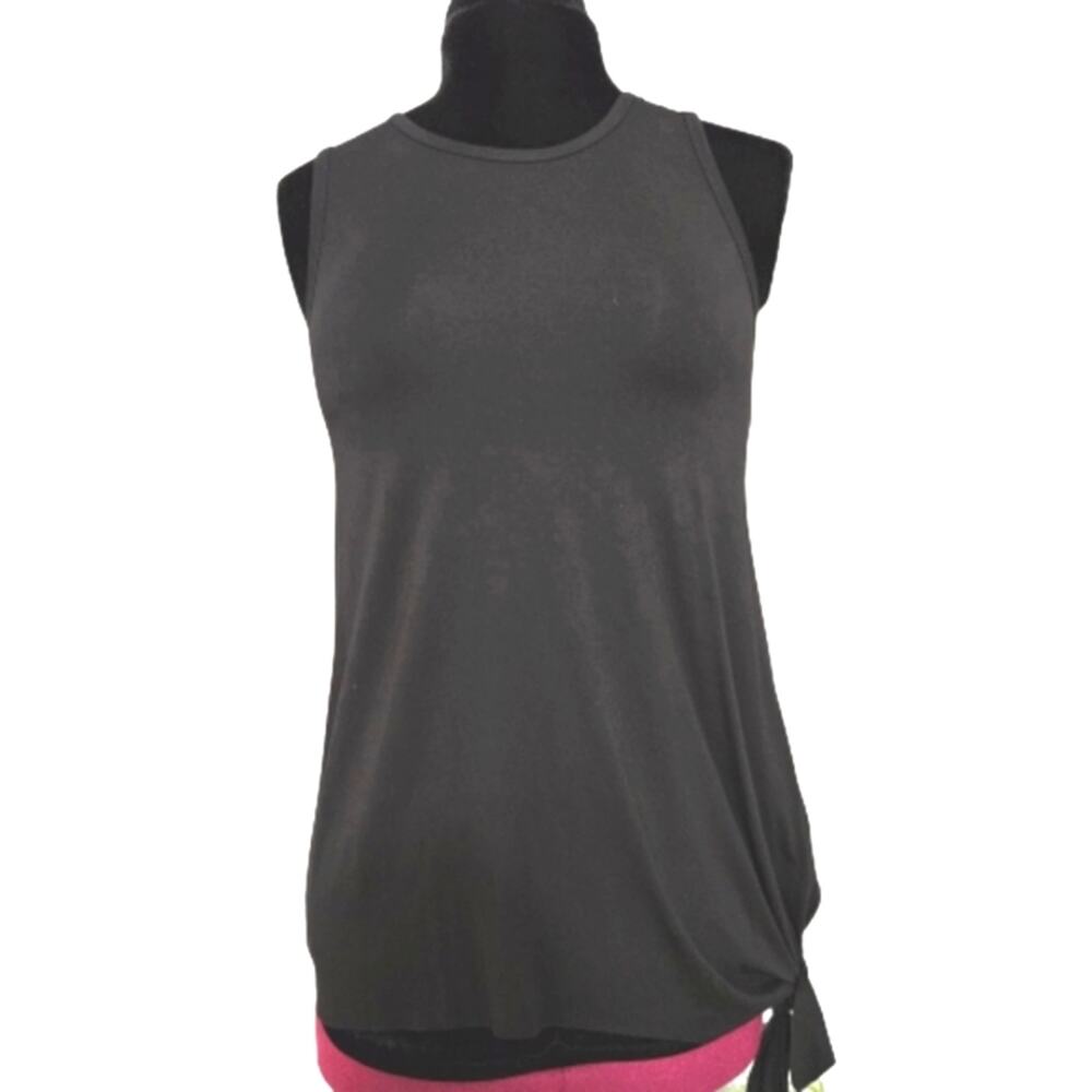 NEW Karen Kane Amalfi Coast Knot Hem Tank Top Sleeveless Black Raw Hem Small‎